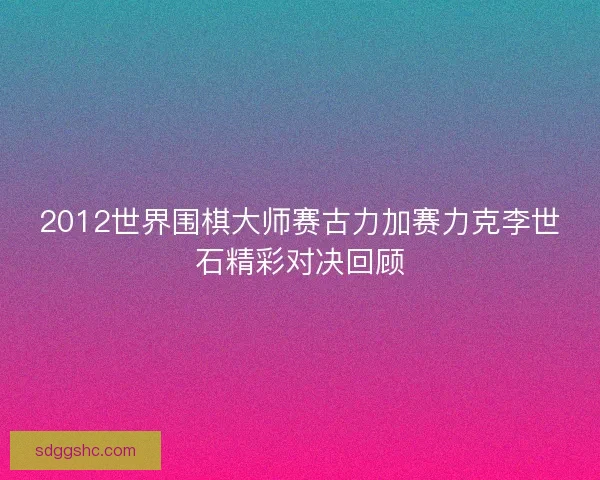 2012世界围棋大师赛古力加赛力克李世石精彩对决回顾