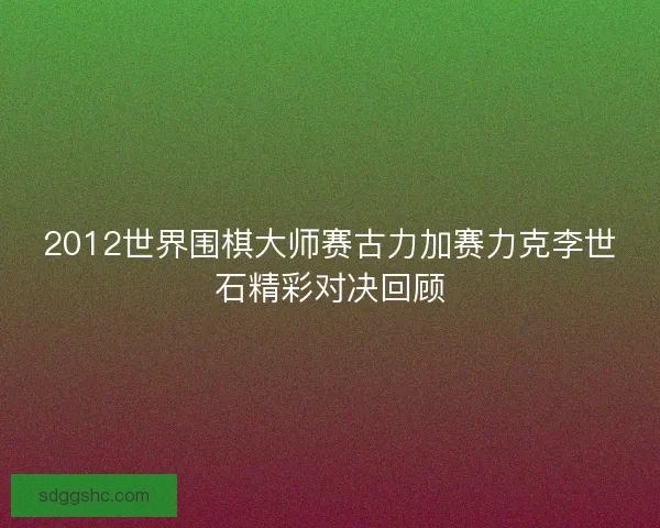 2012世界围棋大师赛古力加赛力克李世石精彩对决回顾
