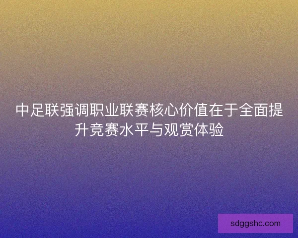 中足联强调职业联赛核心价值在于全面提升竞赛水平与观赏体验