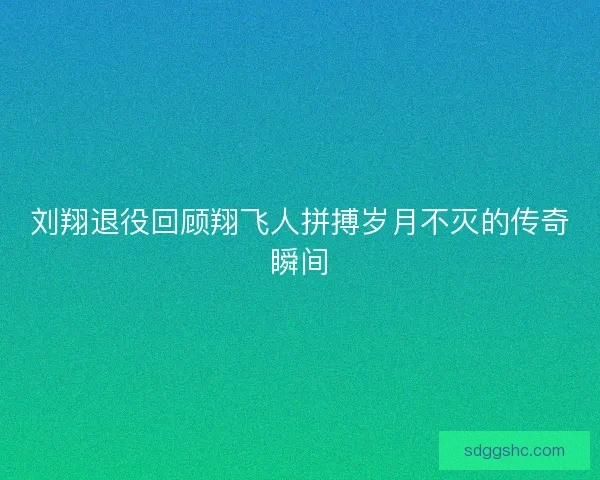 刘翔退役回顾翔飞人拼搏岁月不灭的传奇瞬间
